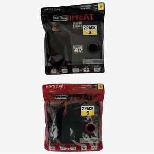 32 Degrees Mens Long Sleeve Top and Base Layer Pants - 2 Pack Bundle Set Small